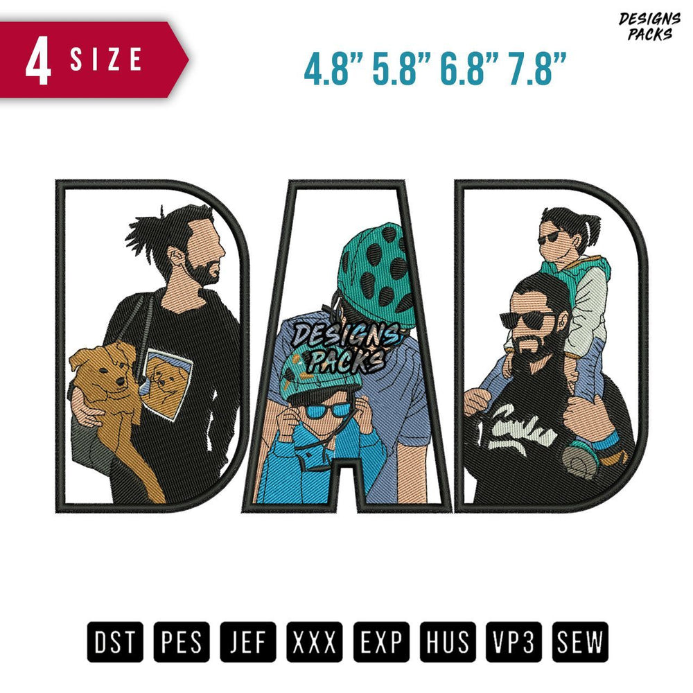 DAD Carry Babies B Embroidery Design