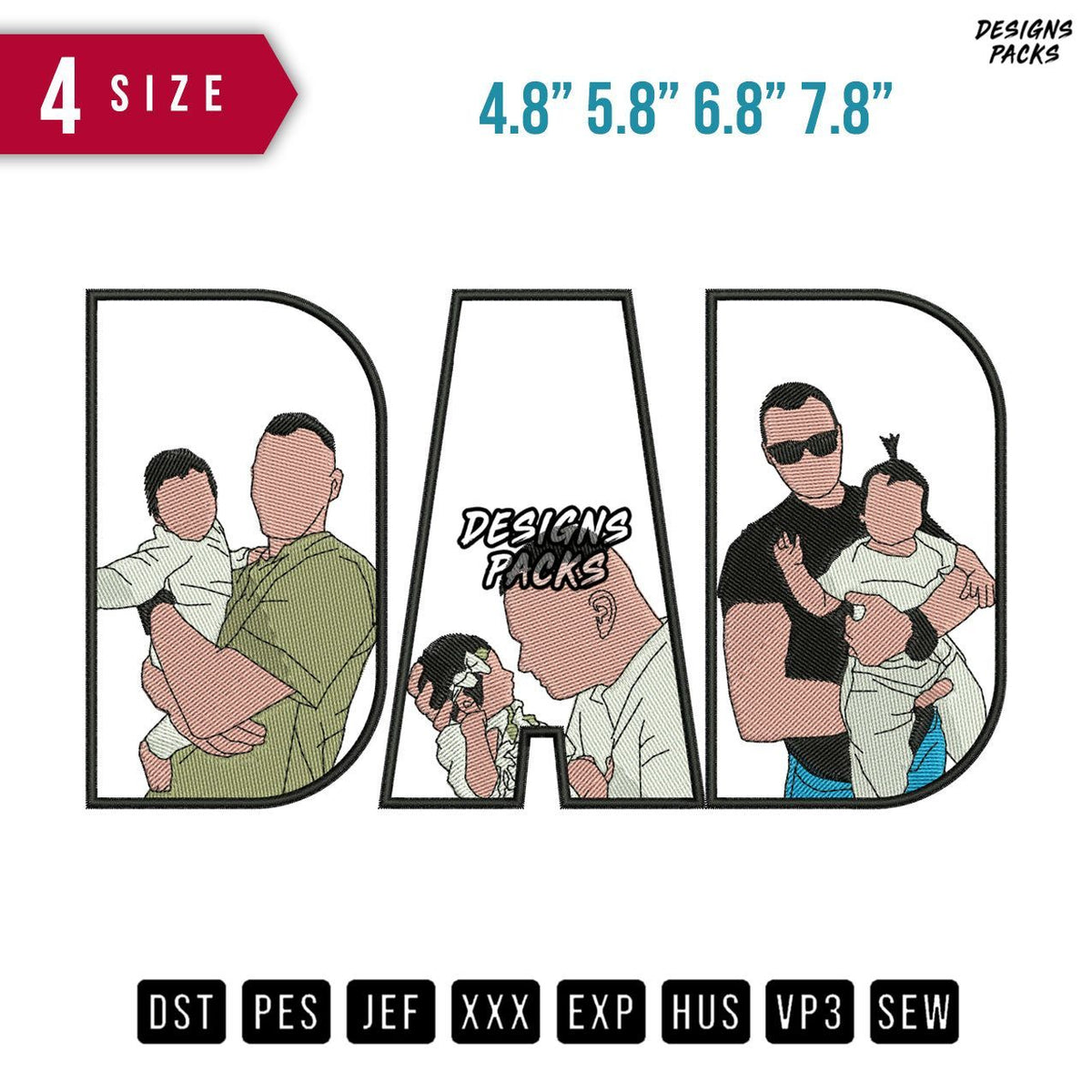 DAD Carry Babies Embroidery Design