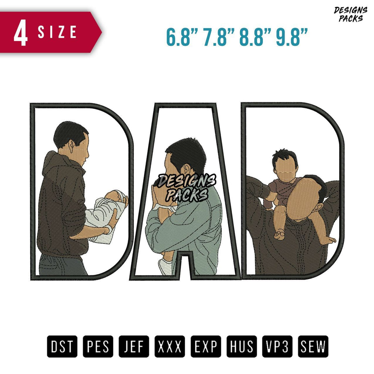 DAD Carry Baby D Embroidery Design