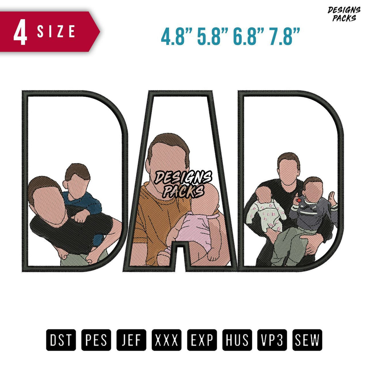 DAD Carry Behind Embroidery Design