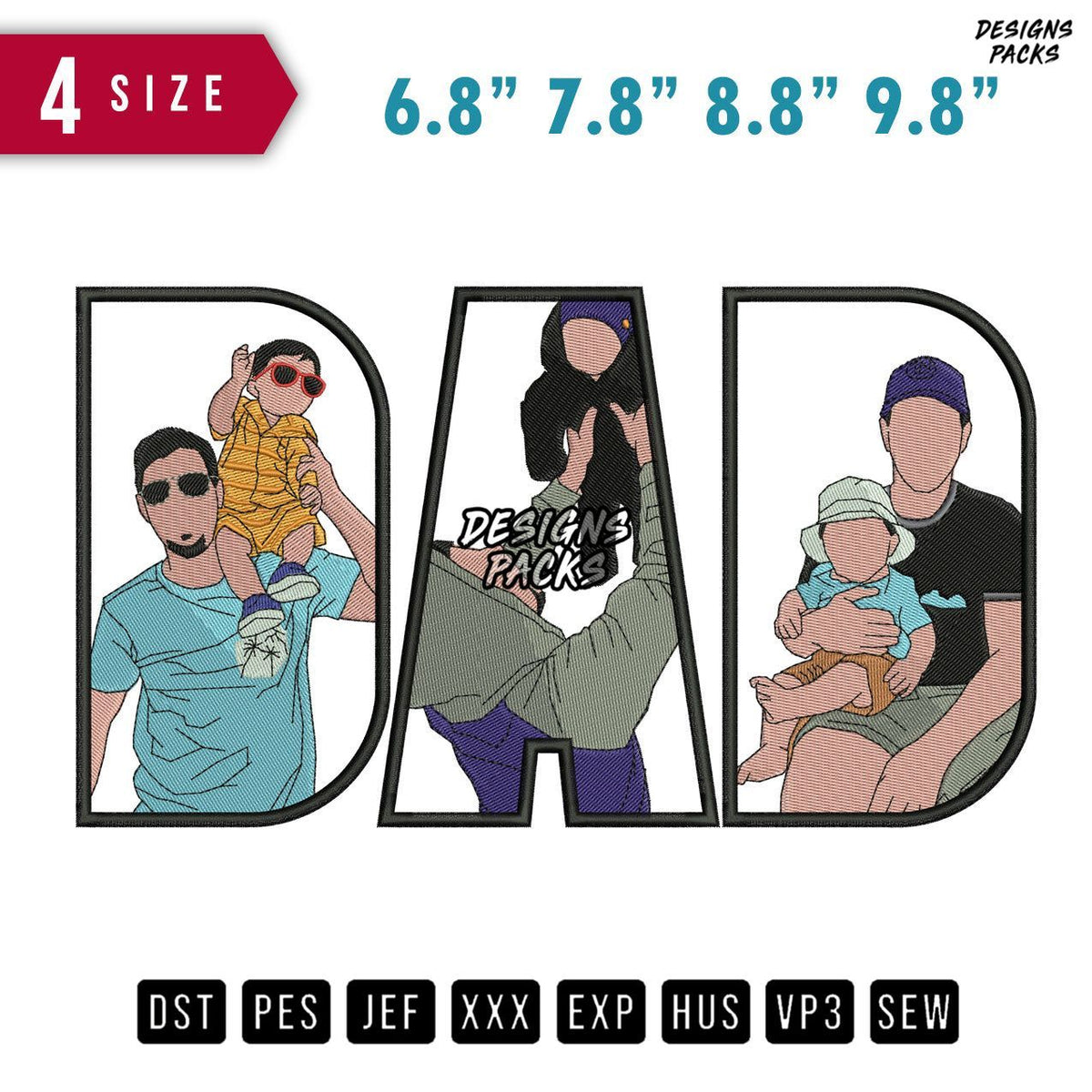 DAD Carry Boy D Embroidery Design