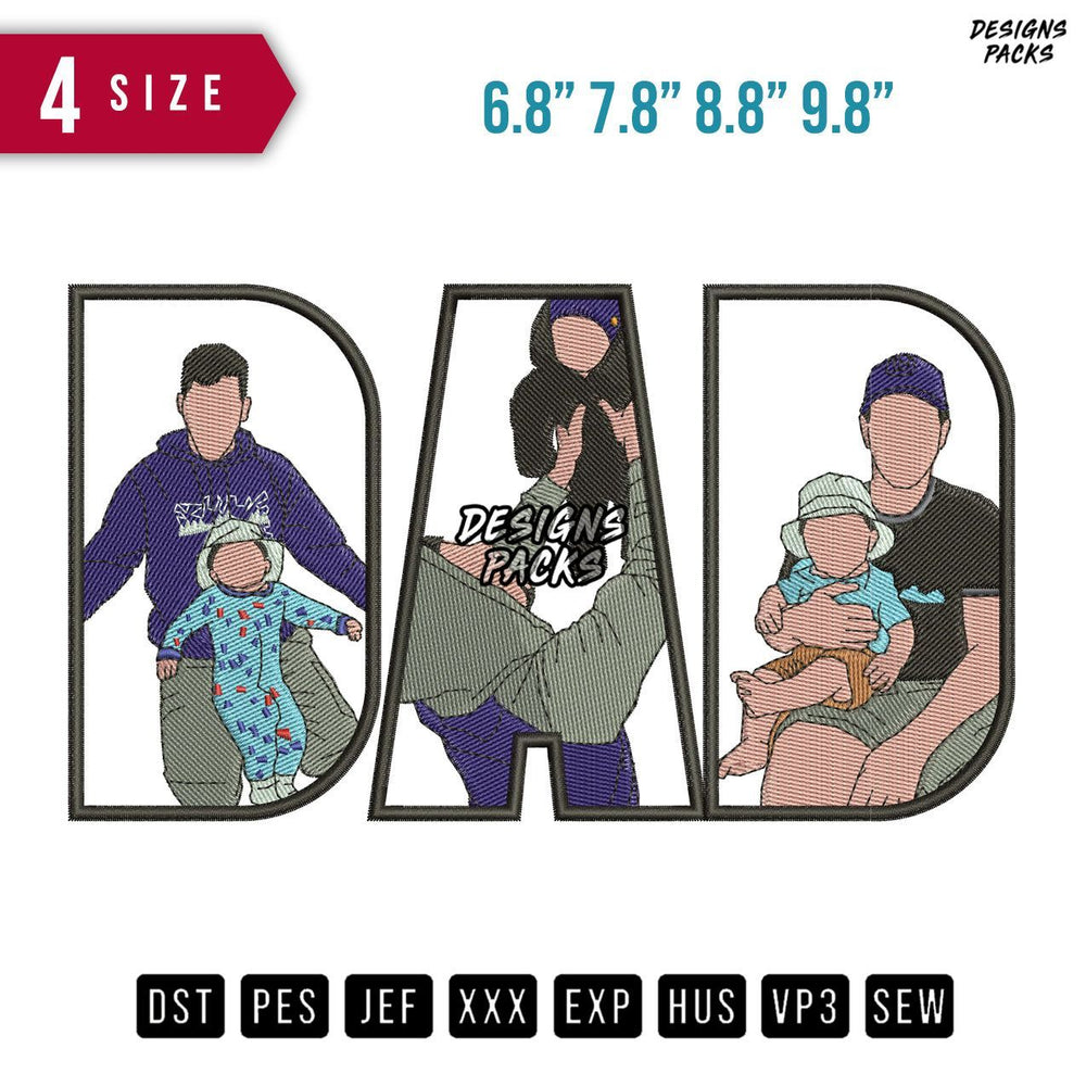 DAD Carry Boy D Embroidery Design