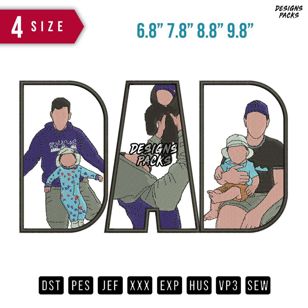 DAD Carry Boy D Embroidery Design