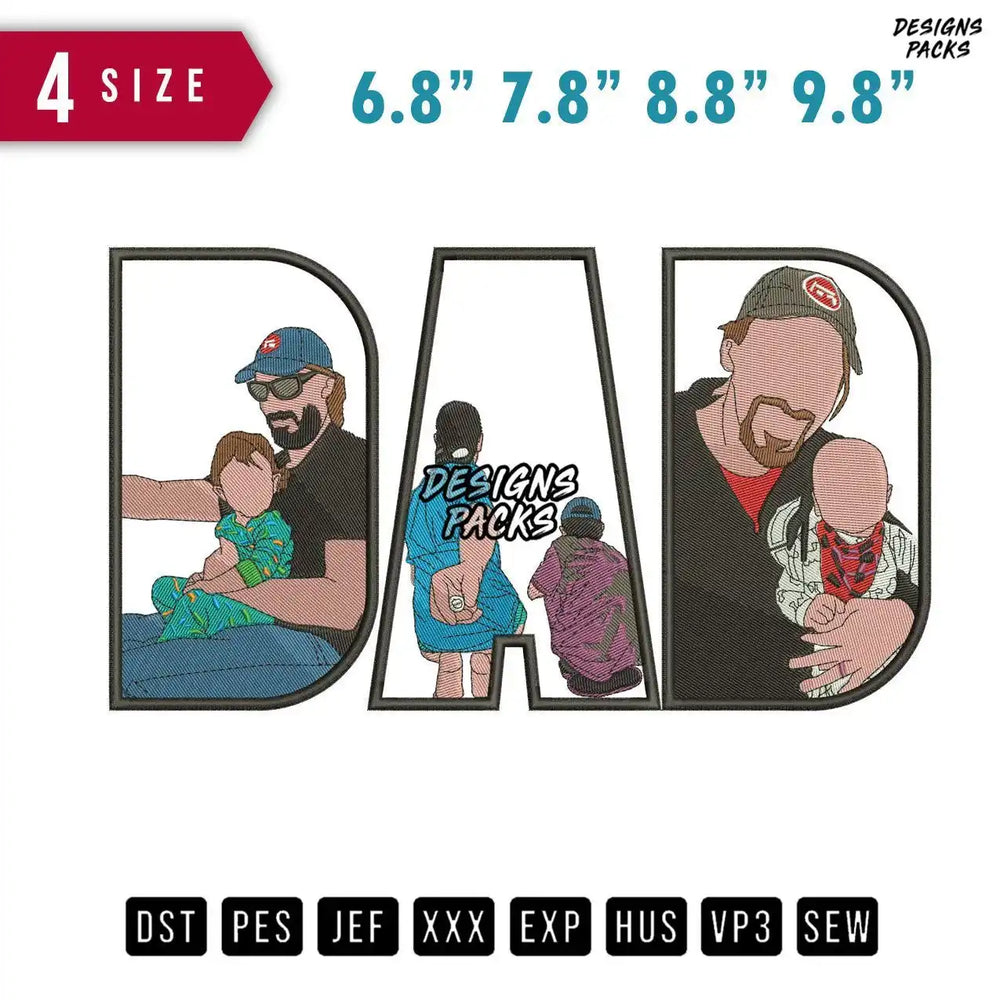 DAD Carry Daughter E Embroidery Design