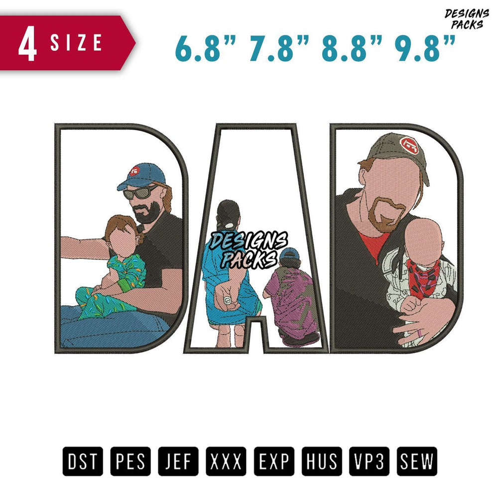 DAD Carry Daughter E Embroidery Design