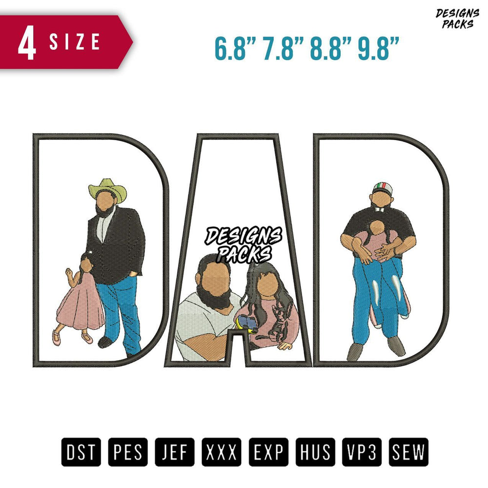 DAD Cowboy Daughter Embroidery Design