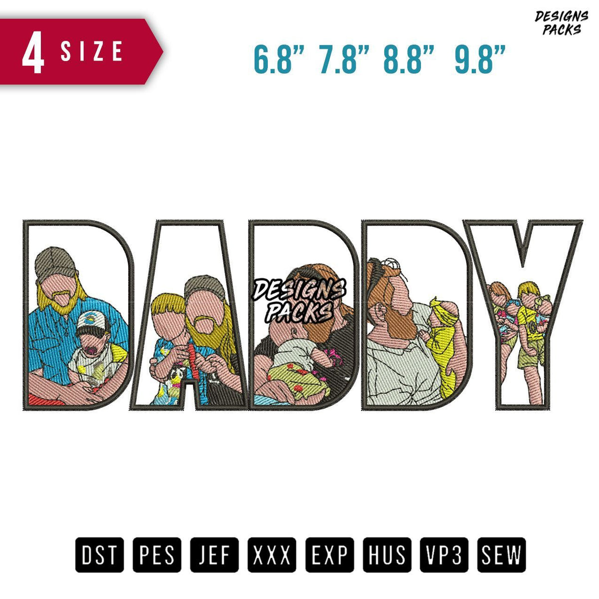 DADDY Family Embroidery Design