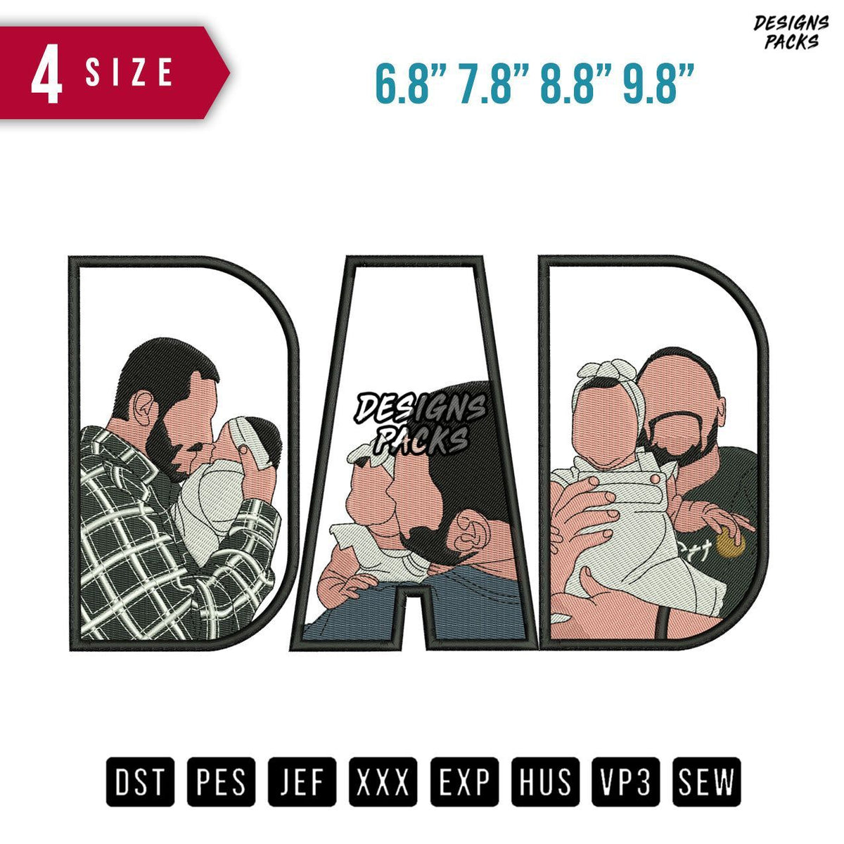 DAD Daughter B Embroidery Design