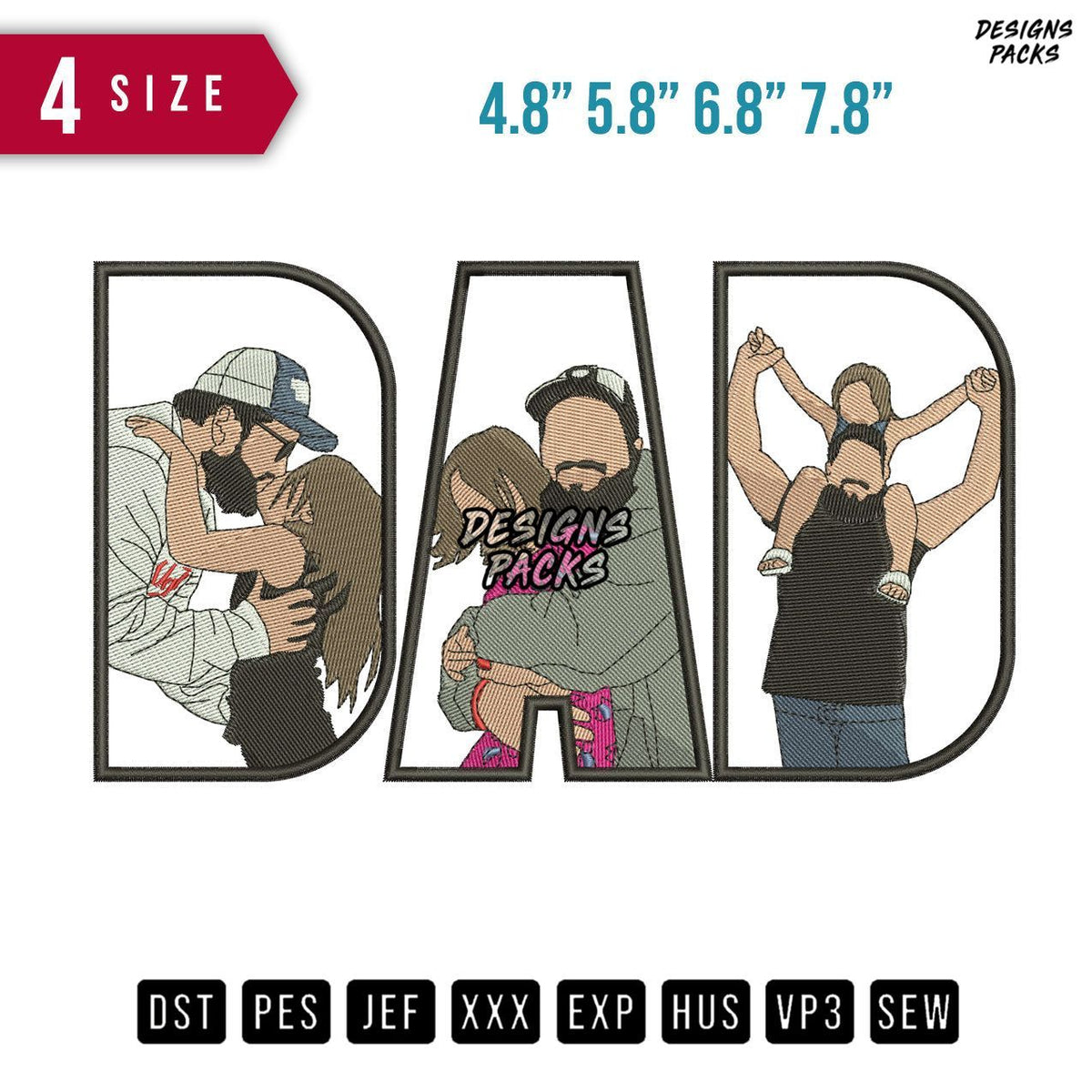 DAD Daughter Cap Embroidery Design