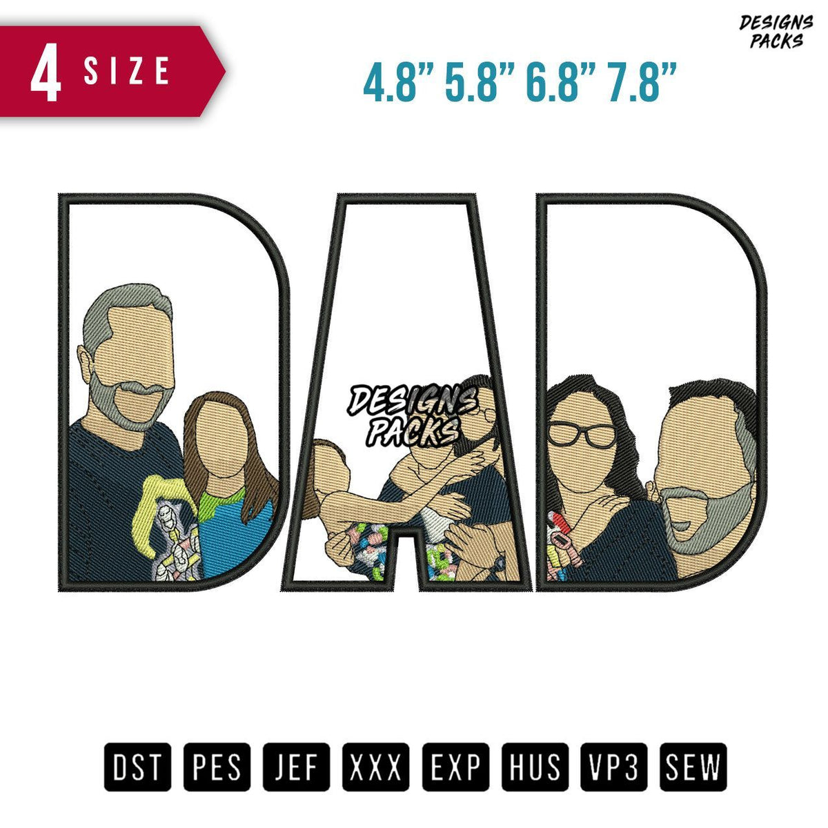 DAD Daughter Fam Embroidery Design