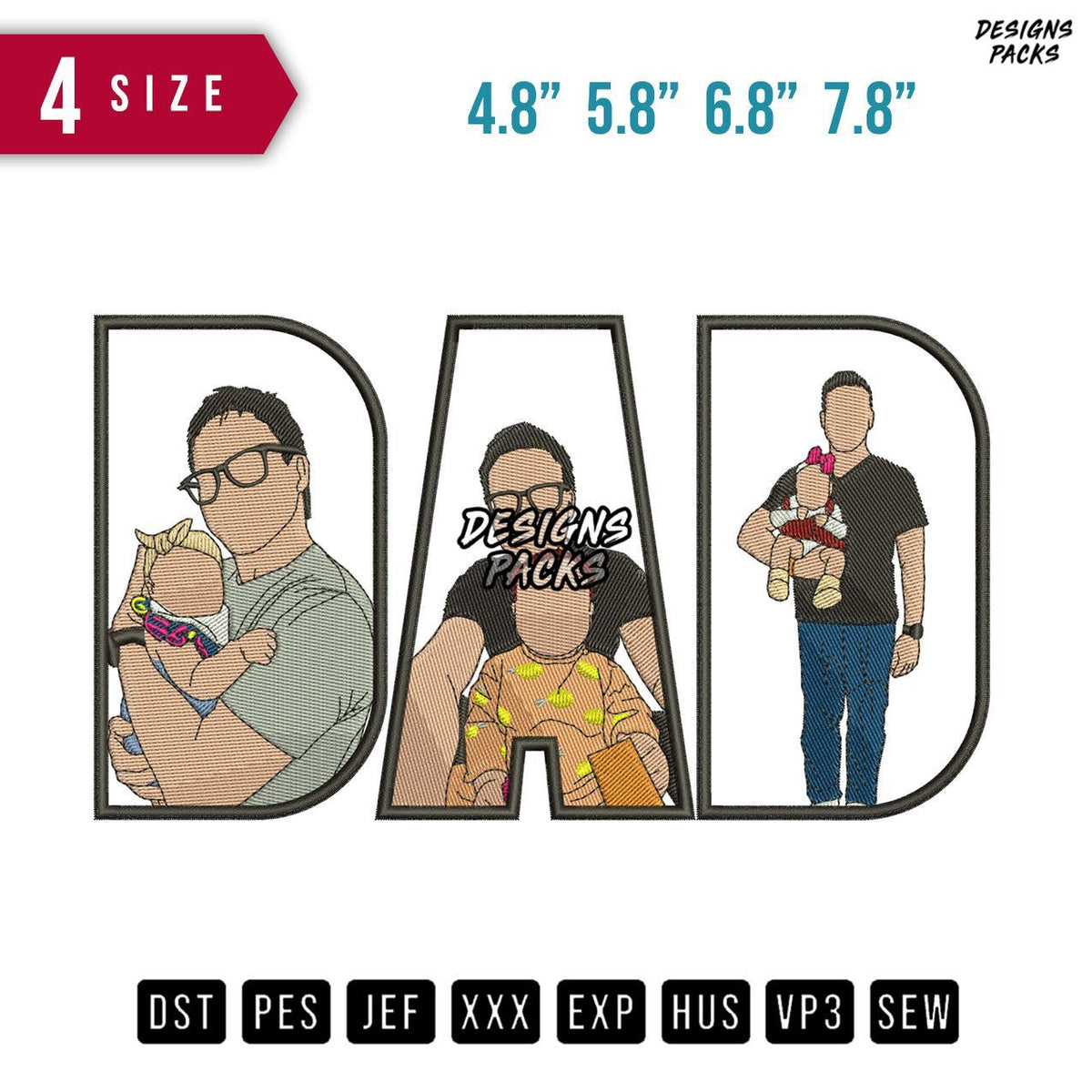 DAD Eyeglass B Embroidery Design