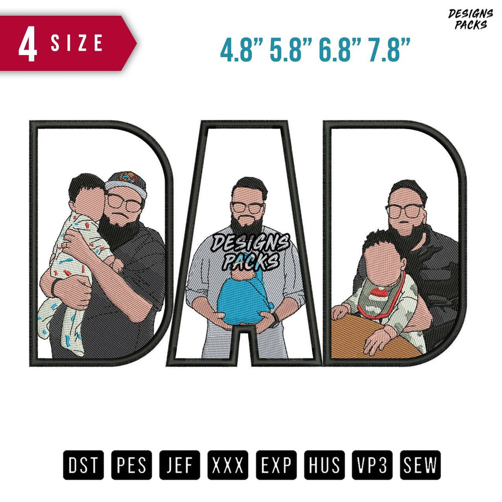 DAD Eyeglasses H Embroidery Design