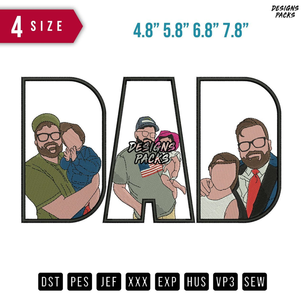 DAD Eyeglasses Embroidery Design