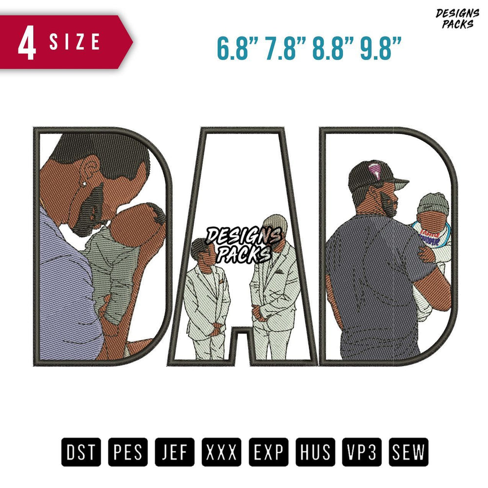 DAD Face to face Embroidery Design