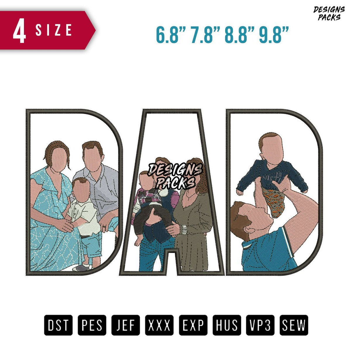 DAD Fam B Embroidery Design