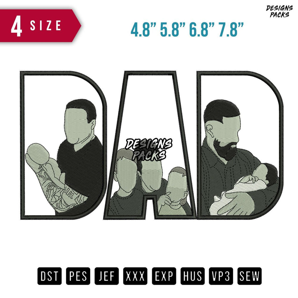 DAD Grey scale Embroidery Design