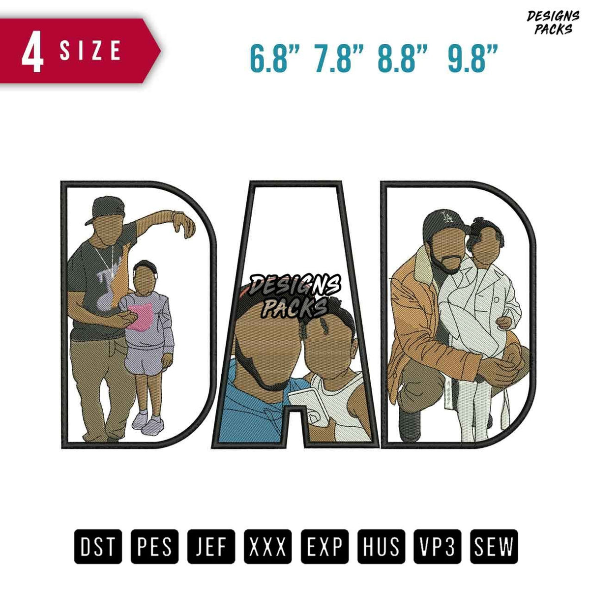 DAD Hat LA Embroidery Design