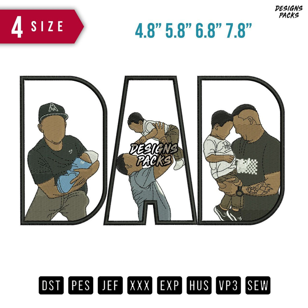 DAD Hat Tattoo Embroidery Design