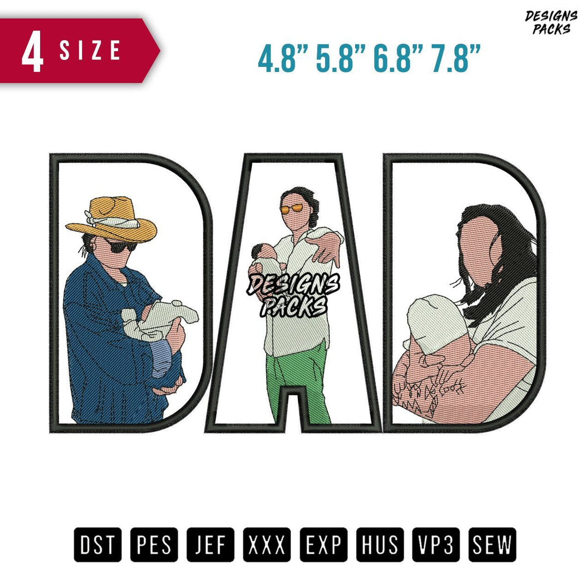 DAD Hat cowboy Embroidery Design