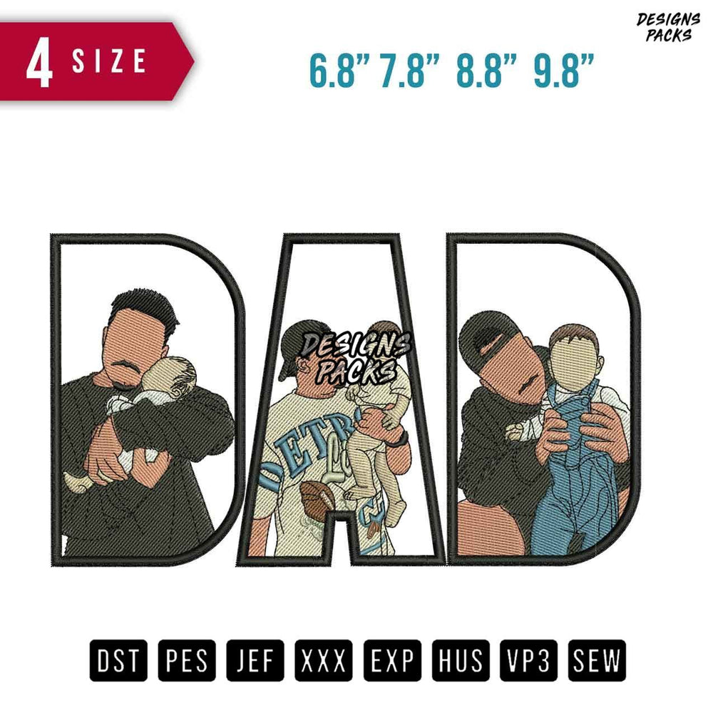 DAD Huge Baby E Embroidery Design