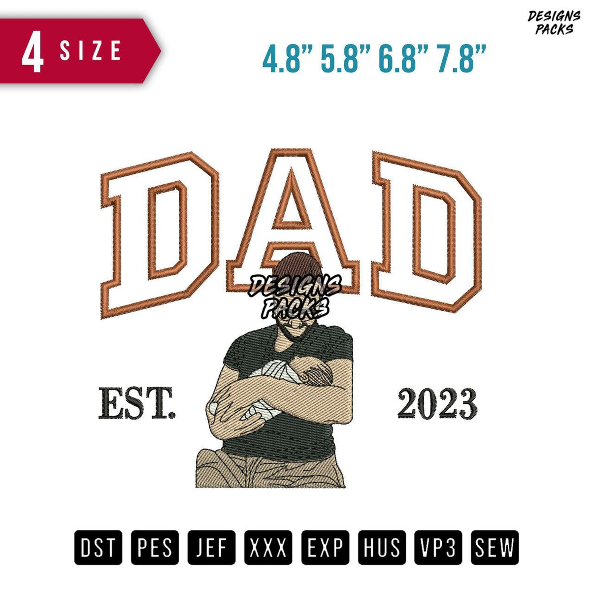 DAD Huge Baby Smile Embroidery Design