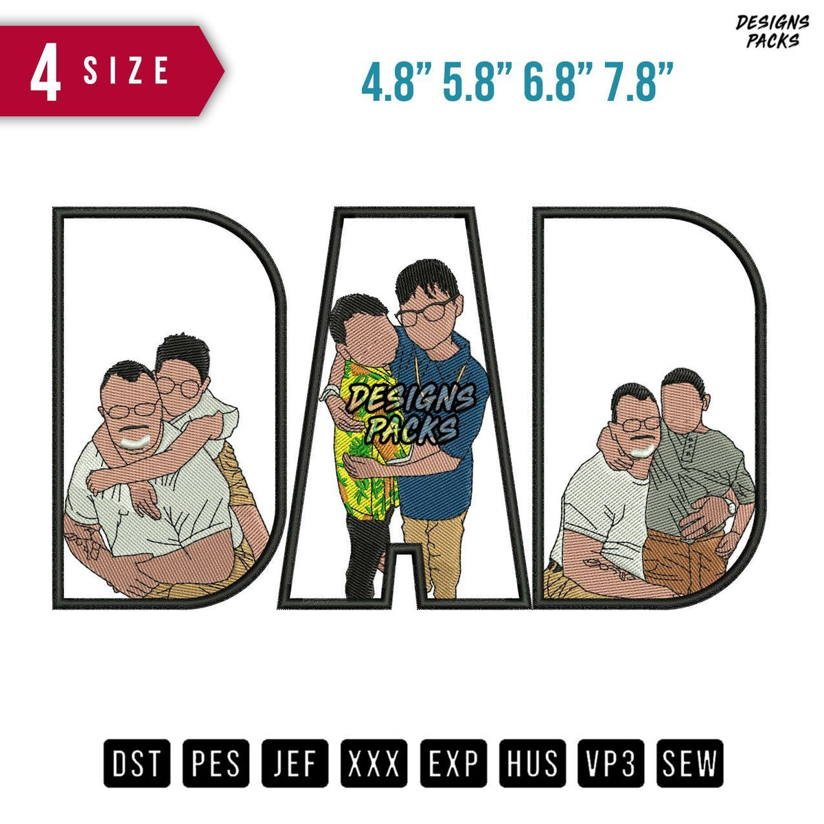 DAD Huge Children Embroidery Design