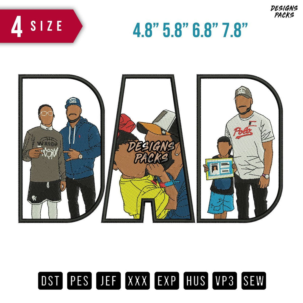 DAD Kiss Poliz Embroidery Design