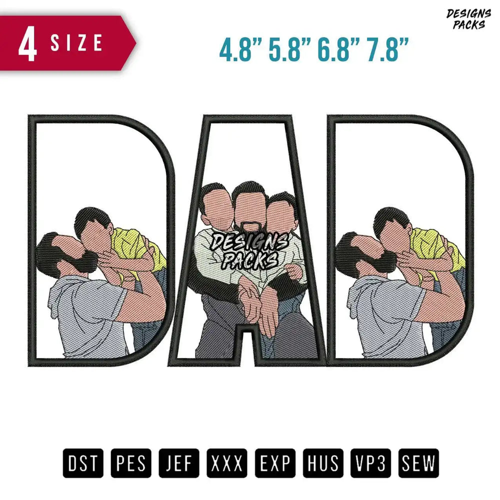 DAD Kiss Son Embroidery Design