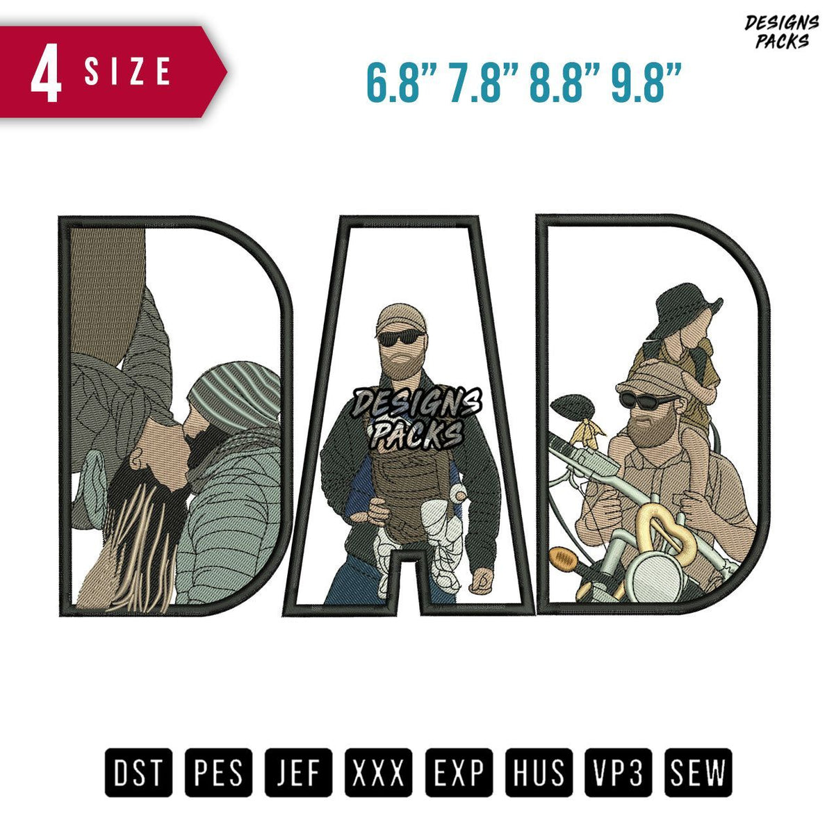 DAD Kiss Spider Embroidery Design