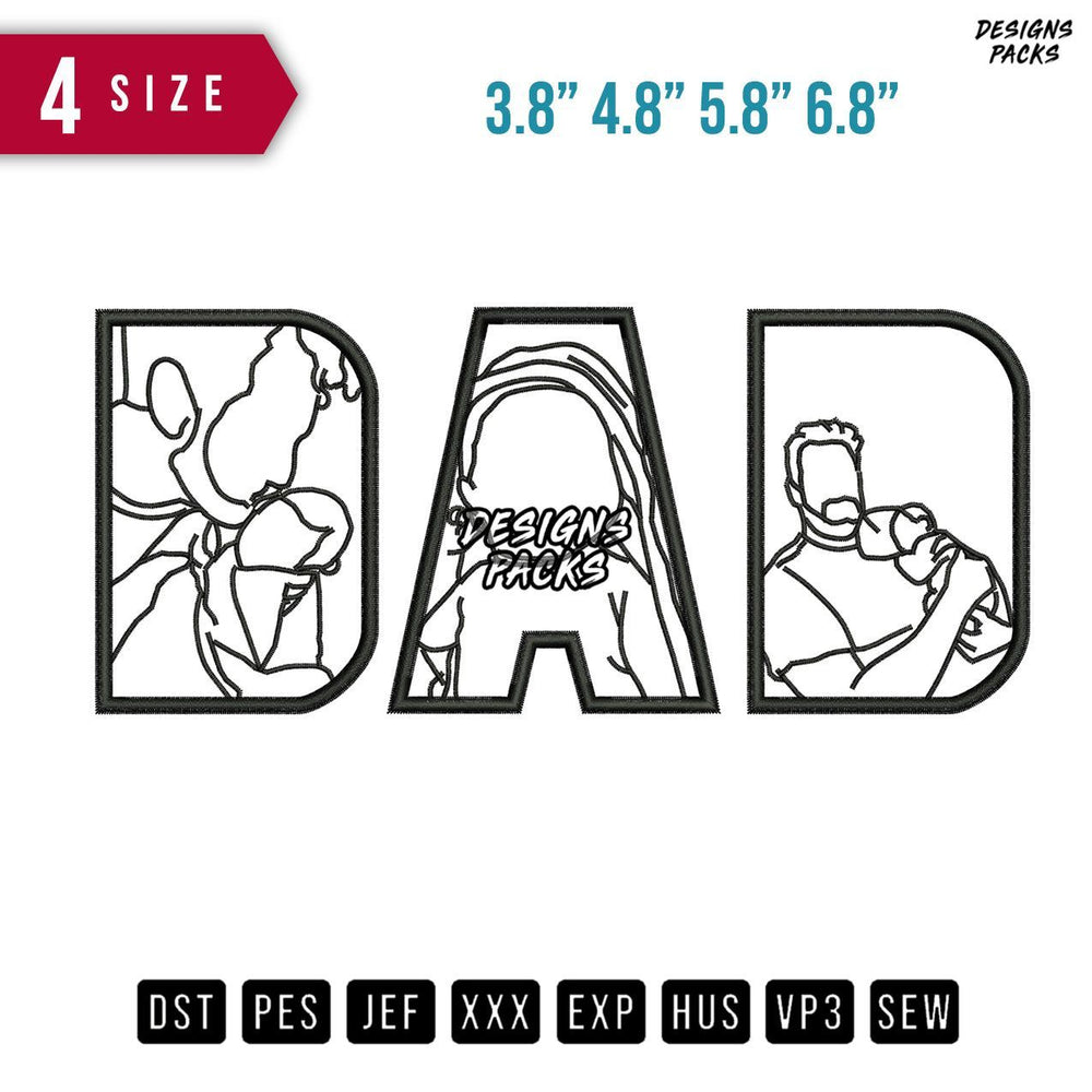 DAD Line Art G Embroidery Design