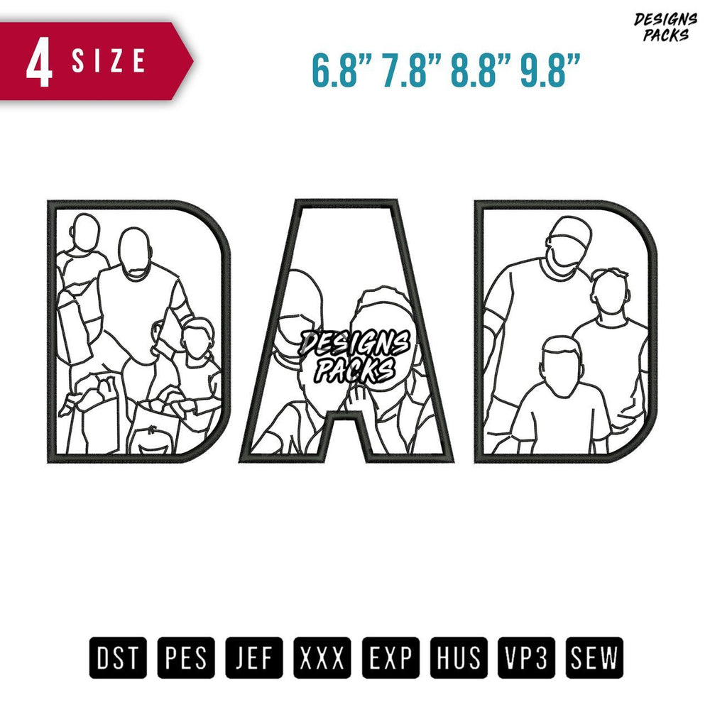 DAD Line Fam Embroidery Design