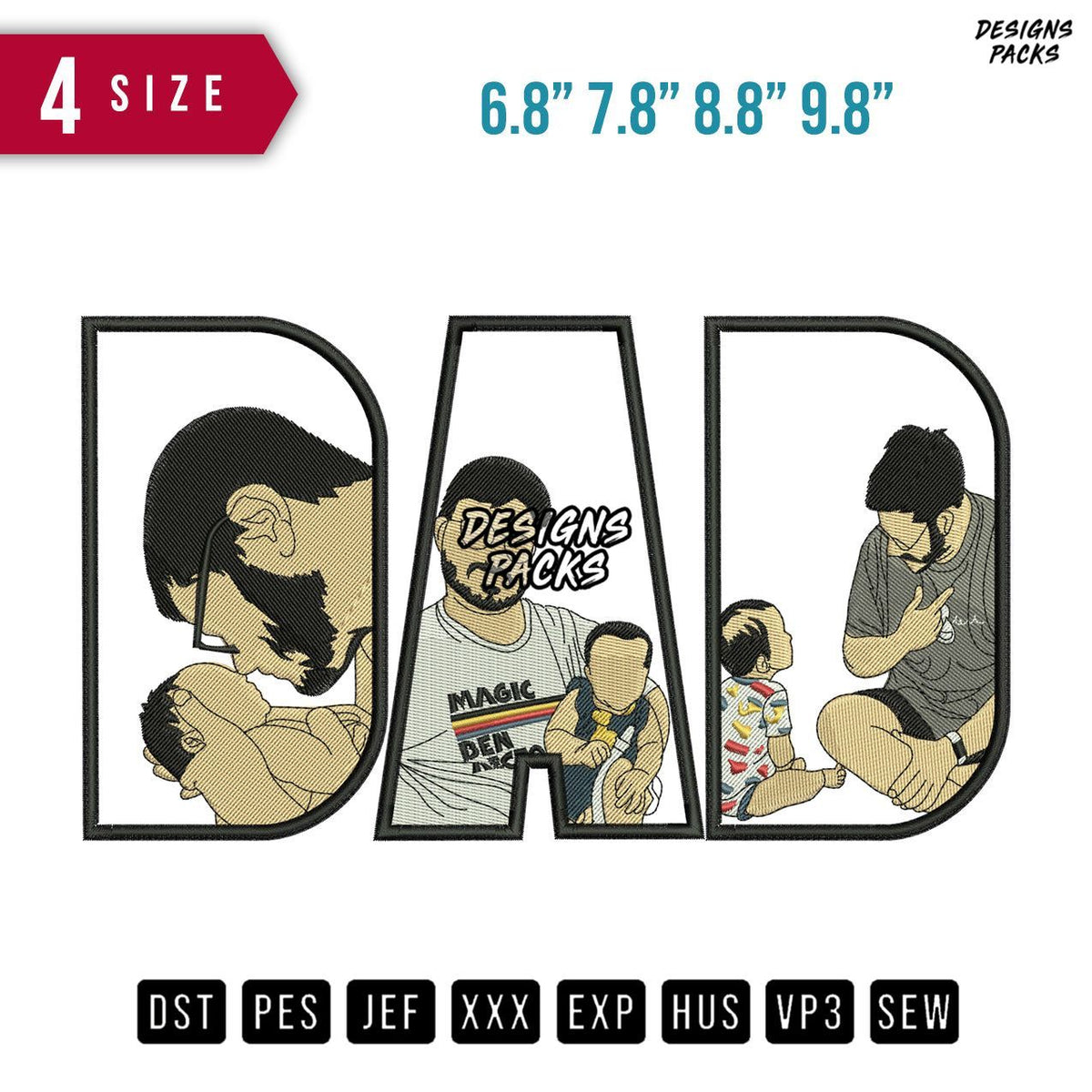 DAD Magic baby Embroidery Design