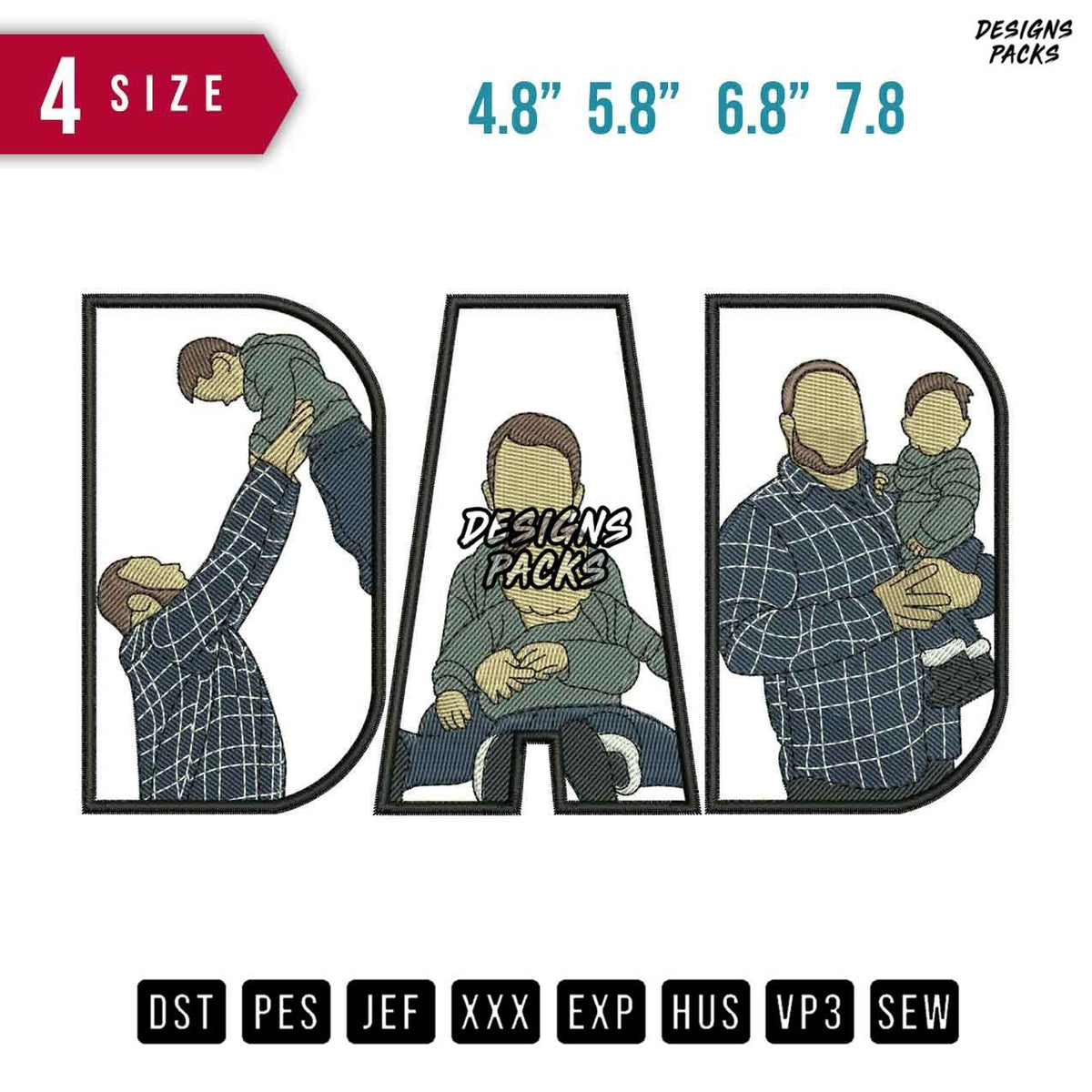 DAD Plaid Shirt Embroidery Design