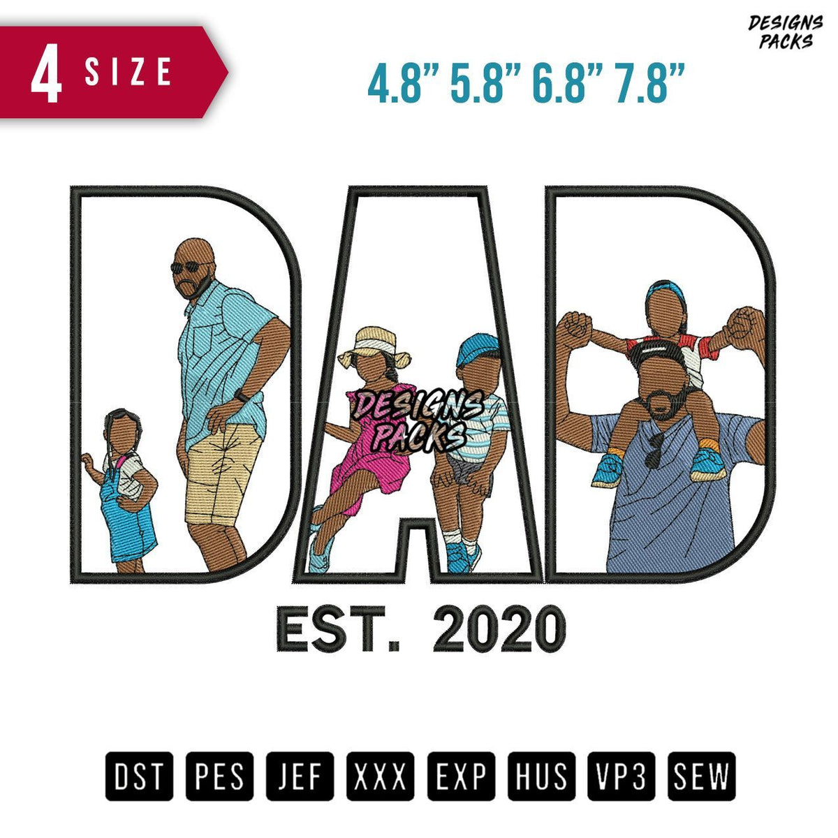DAD Pose Embroidery Design