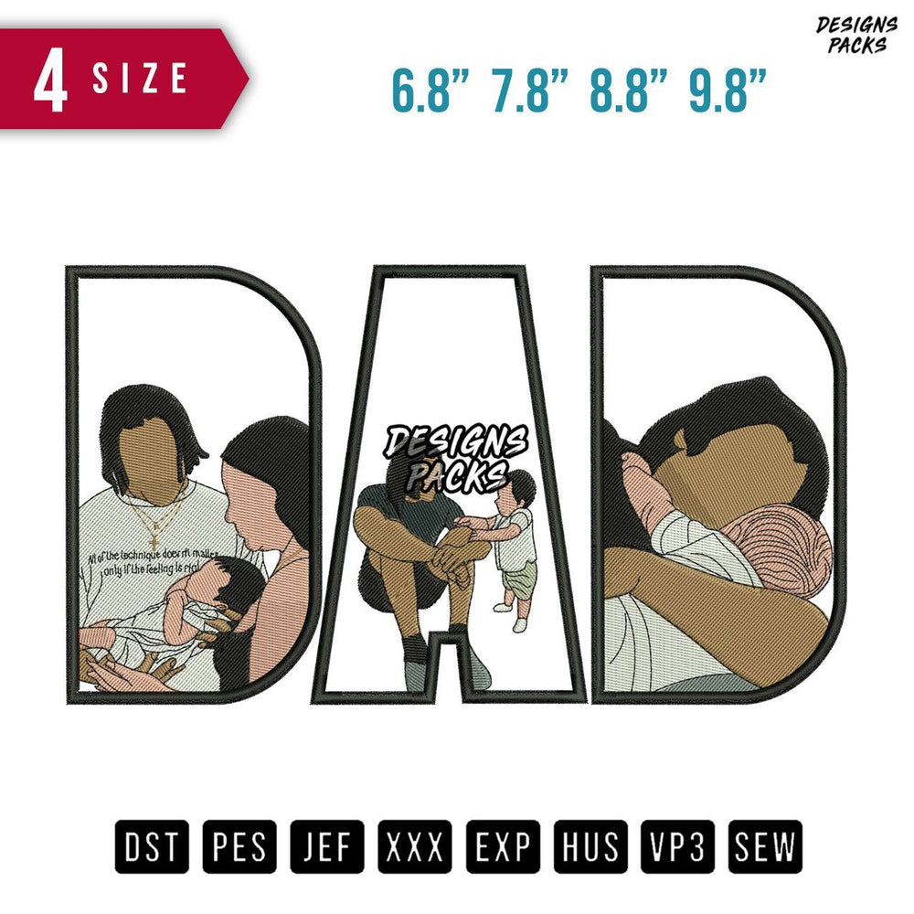 DAD Sit and Boy B Embroidery Design