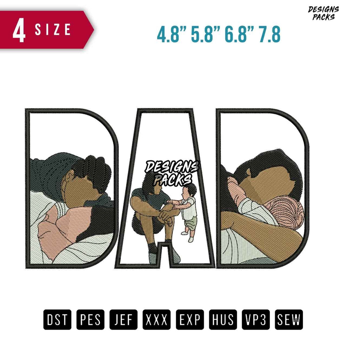 DAD Sit and Boy Embroidery Design
