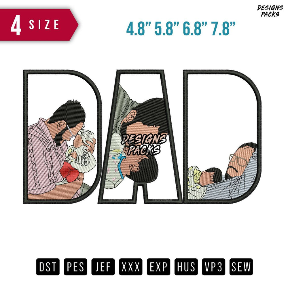 DAD Sleeping B Embroidery Design