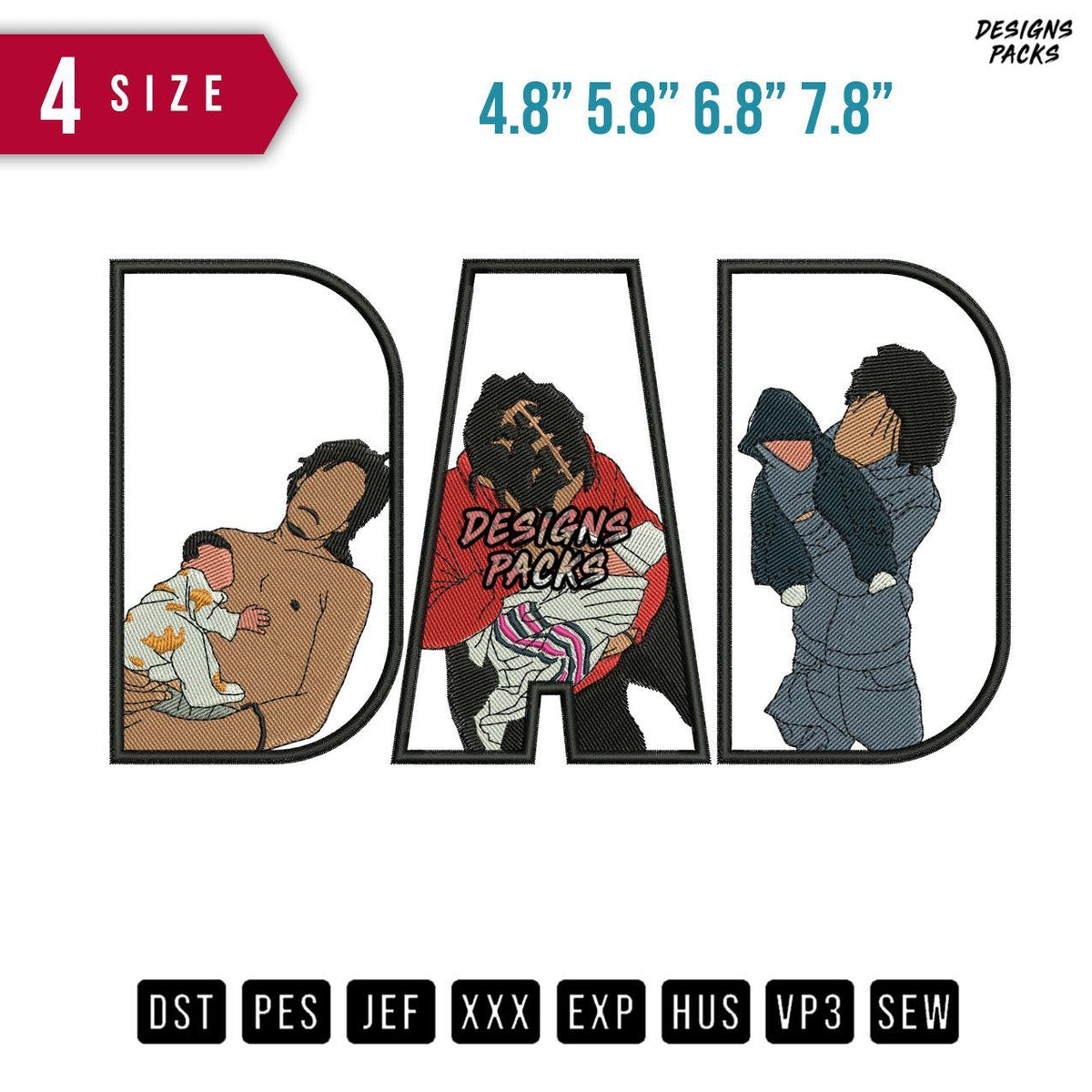 DAD Sleeping Embroidery Design