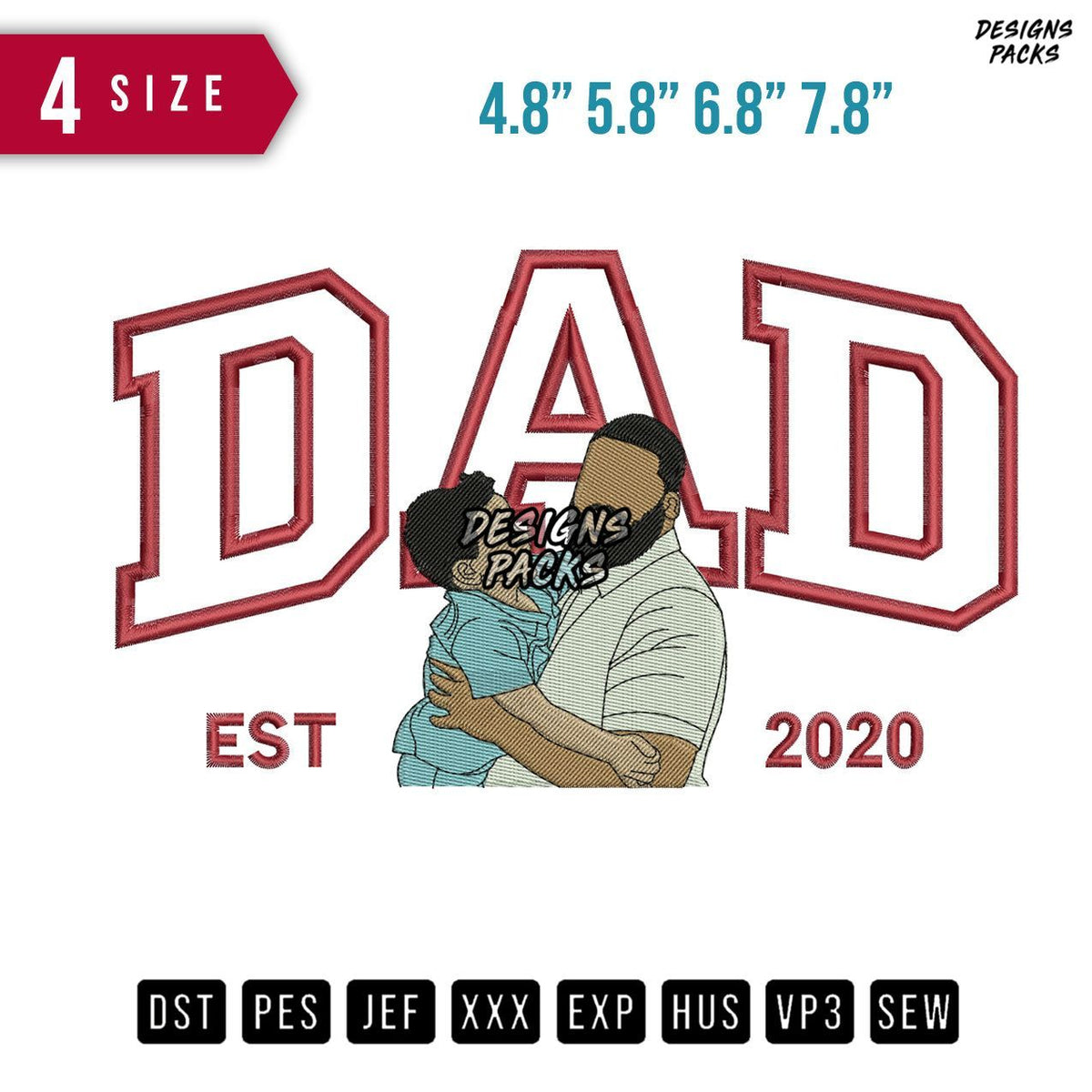 DAD Son Embroidery Design