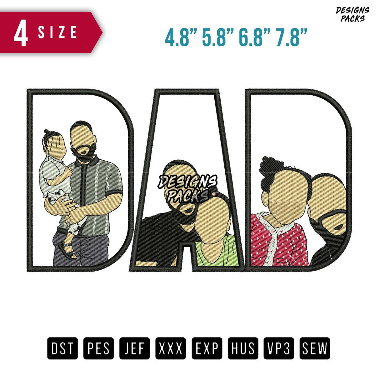 DAD Stand Embroidery Design