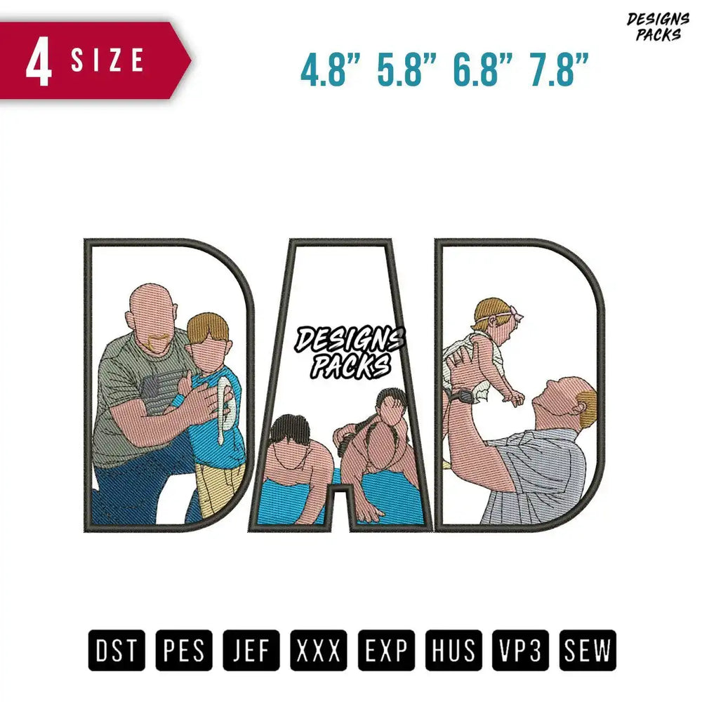 DAD Swimming Embroidery Design
