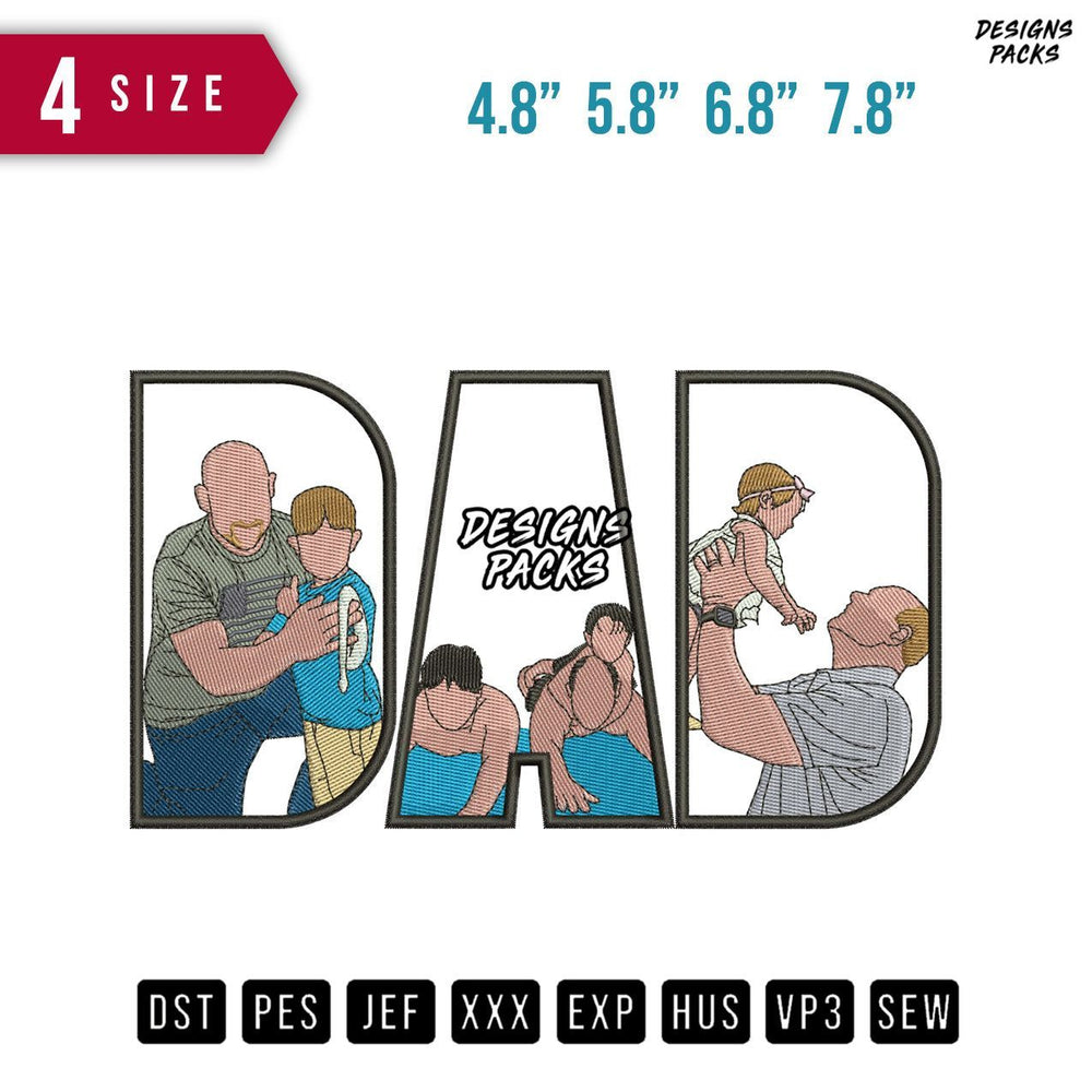 DAD Swimming Embroidery Design