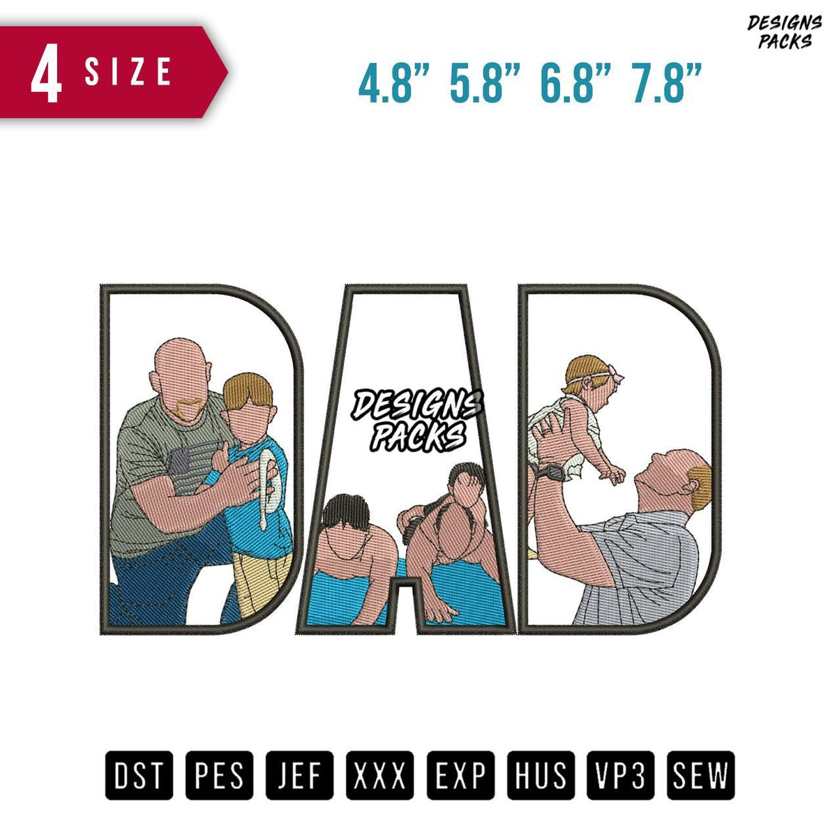 DAD Swimming Embroidery Design