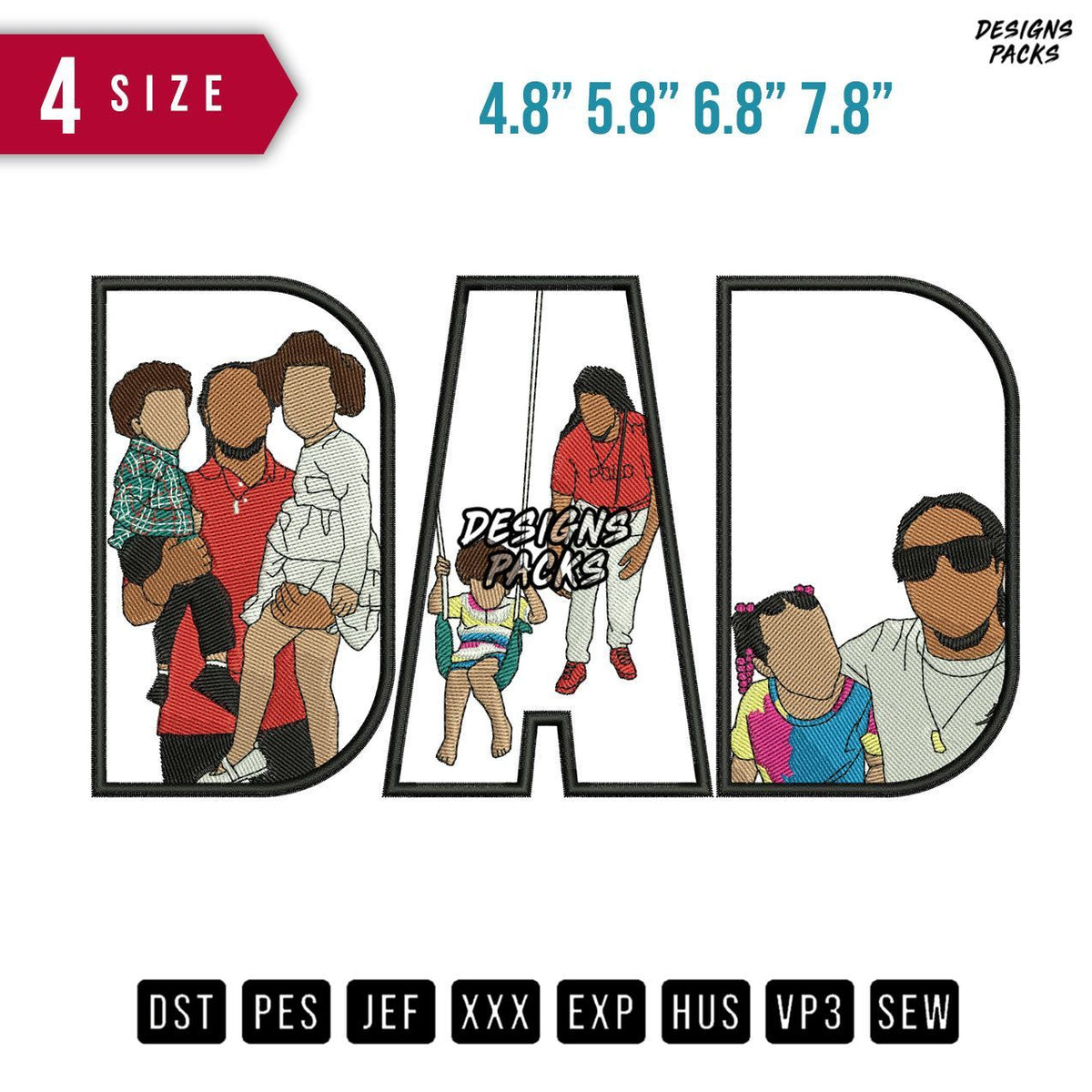 DAD Swing Embroidery Design