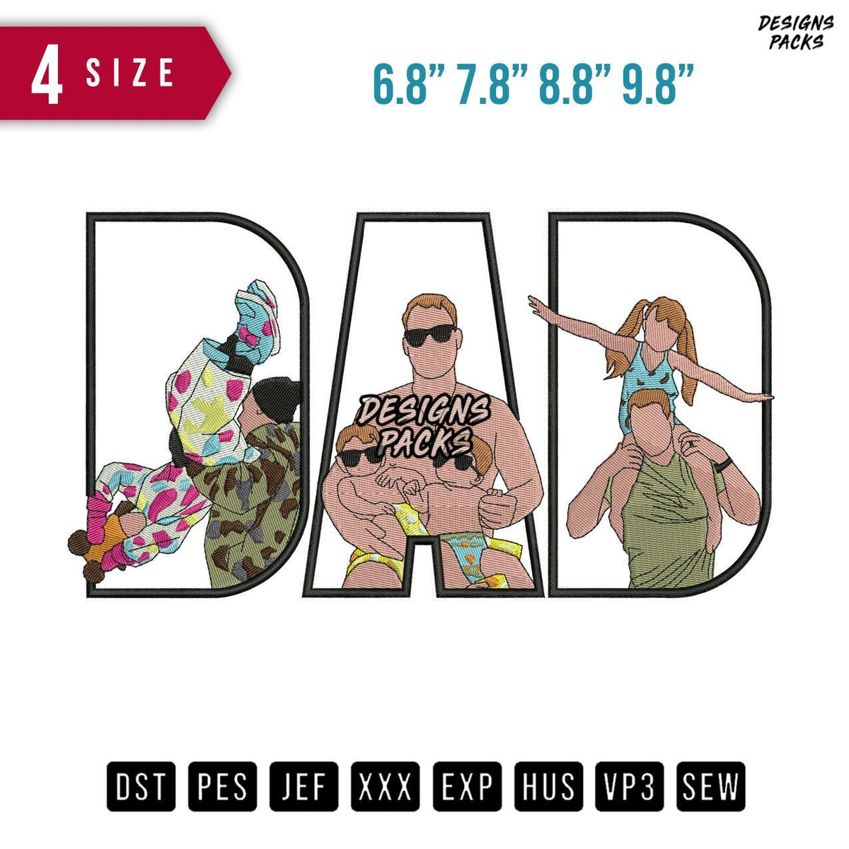 DAD Upside Down Embroidery Design