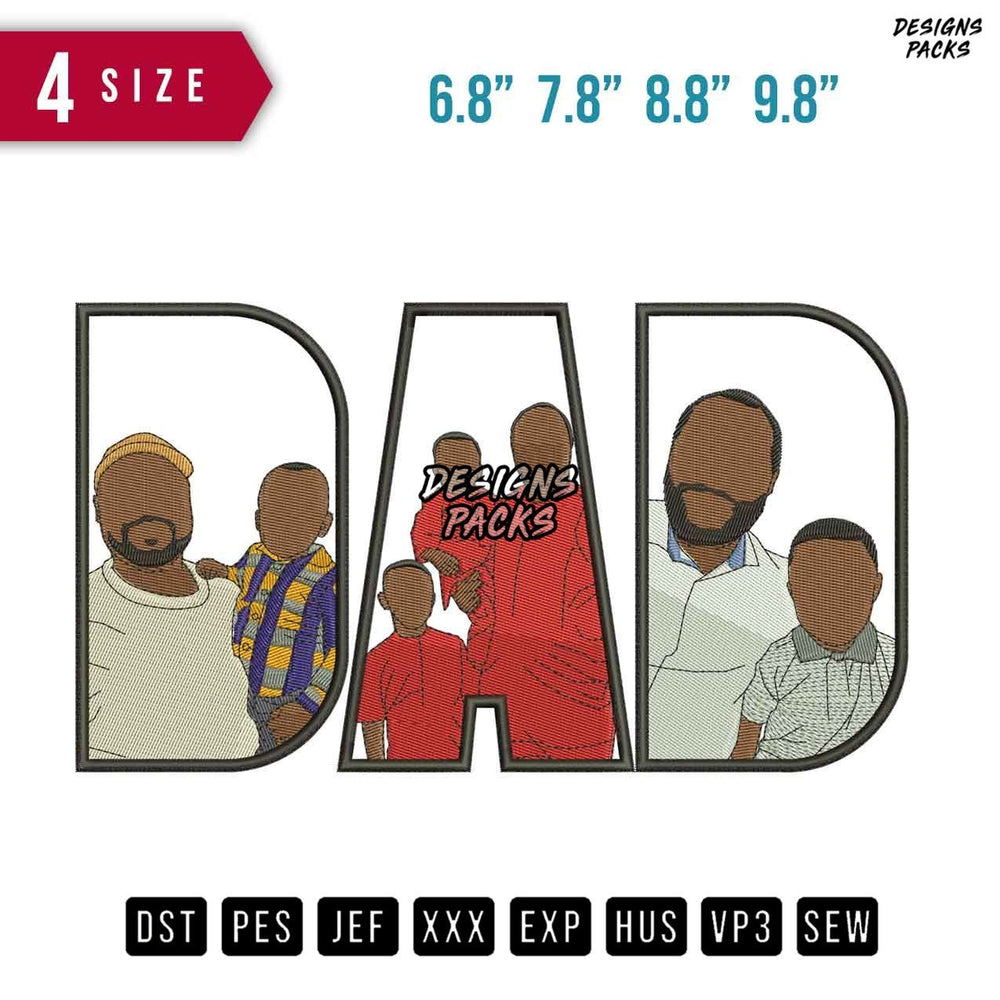 DAD A Red Embroidery Design