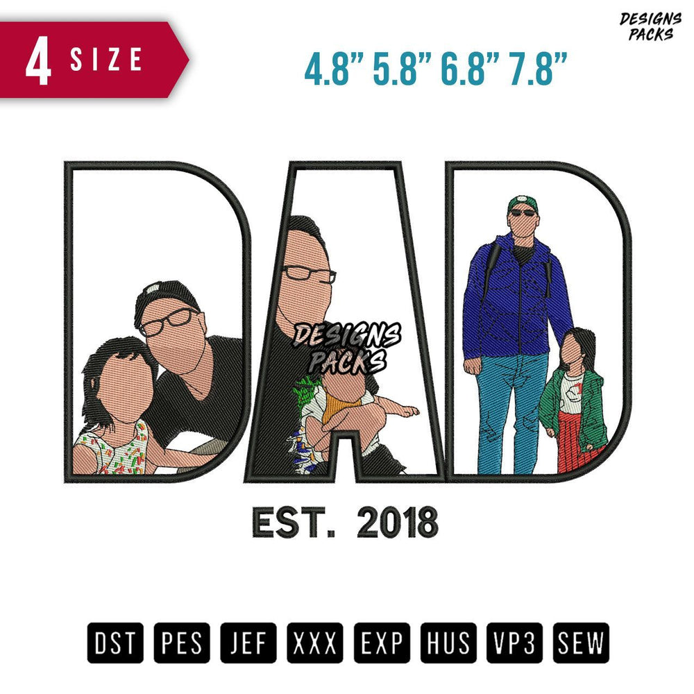 DAD and Daughter F Embroidery Design