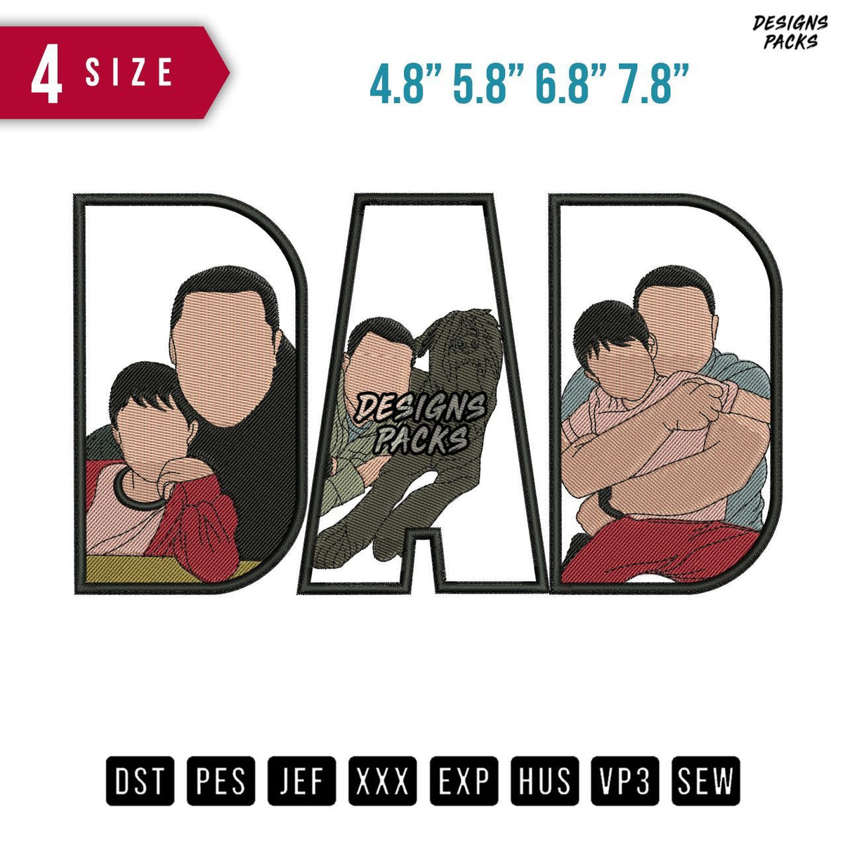 DAD and Dog Embroidery Design