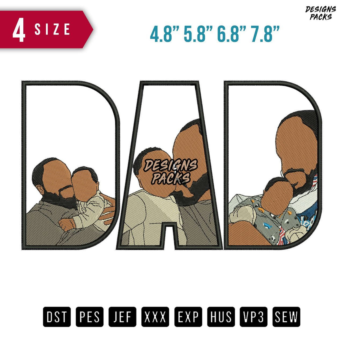 DAD brown B Embroidery Design