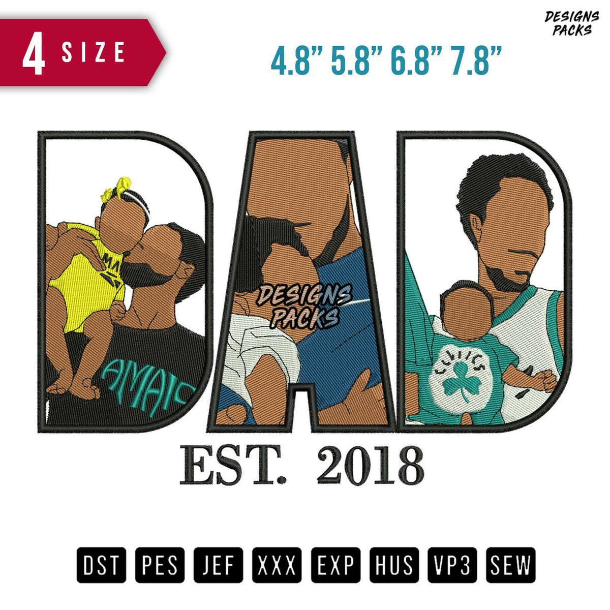 DAD clover Embroidery Design